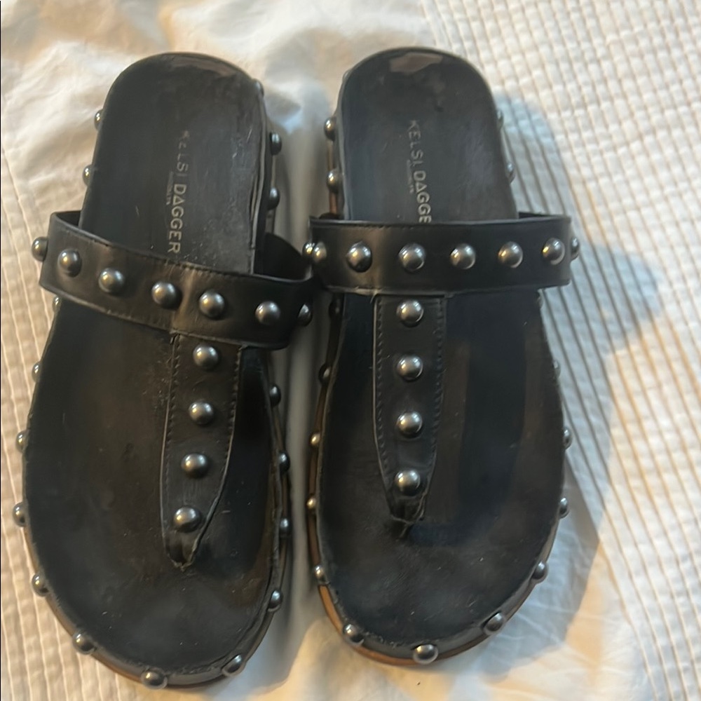 Kelsi Dagger Black Studded Sandals